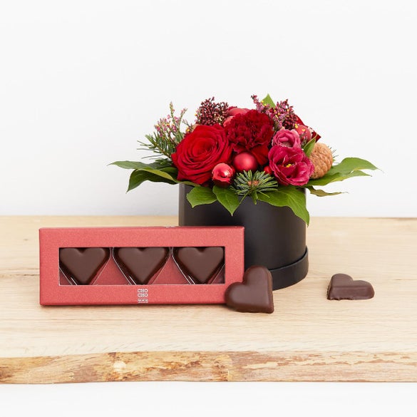 Den hyggelige julehilsen med marcipanhjerter